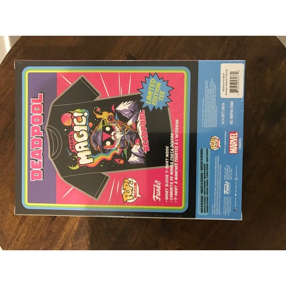 Sealed Deadpool Blacklight Pop! Tee Size Large and Extra Large